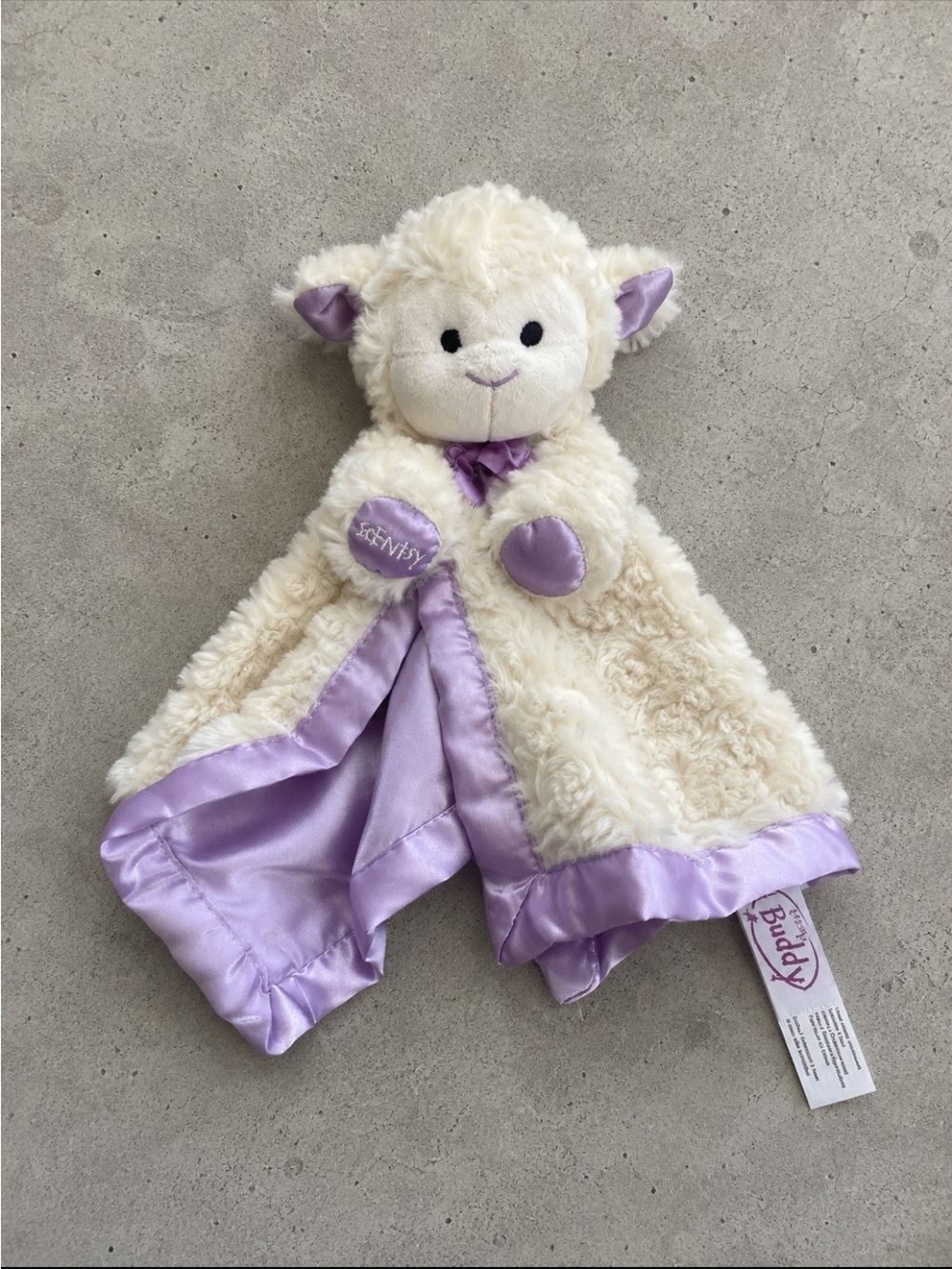Scentsy Buddy Lamb Security Blanket Lovie Plush Lavender Satin Baby Comforter